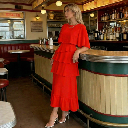🔥Limited-time offer-Elegant Tiered Ruffle Sleeve Dress💃✨Effortlessly Unleash Your Charm
