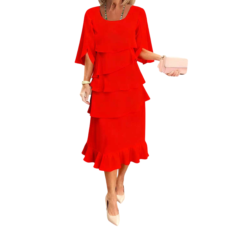 🔥Limited-time offer-Elegant Tiered Ruffle Sleeve Dress💃✨Effortlessly Unleash Your Charm