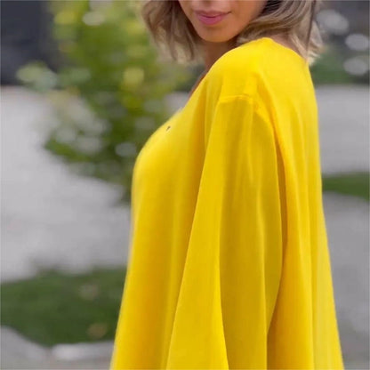 👚 50% OFF NOW! ✨Double-Layer V-Neck Zipper 3/4 Sleeves Soft Tops – Elegant Design, Comfortable Fit & Versatile Style 🌸