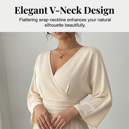 🔥Hot Sale Deals-Elegant V-Neck Pleated Wide-Leg Jumpsuit