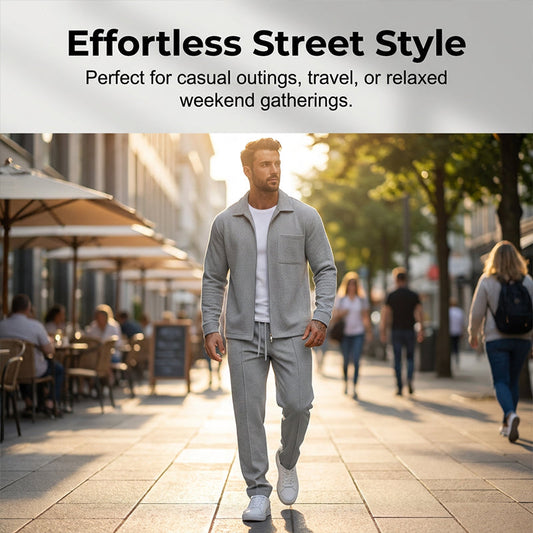 Casual Long Sleeve Jacket & Pants Set