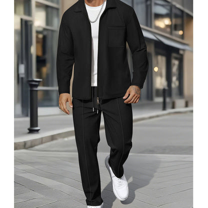 Casual Long Sleeve Jacket & Pants Set