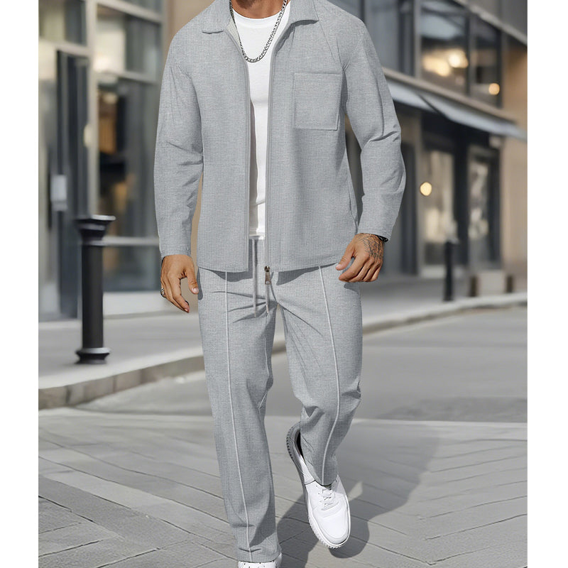 Casual Long Sleeve Jacket & Pants Set