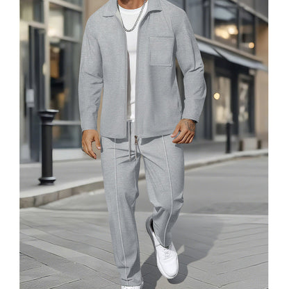 Casual Long Sleeve Jacket & Pants Set