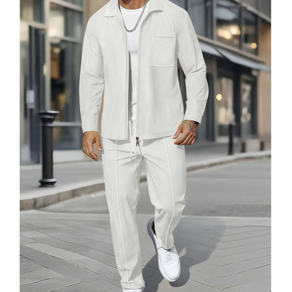 Casual Long Sleeve Jacket & Pants Set