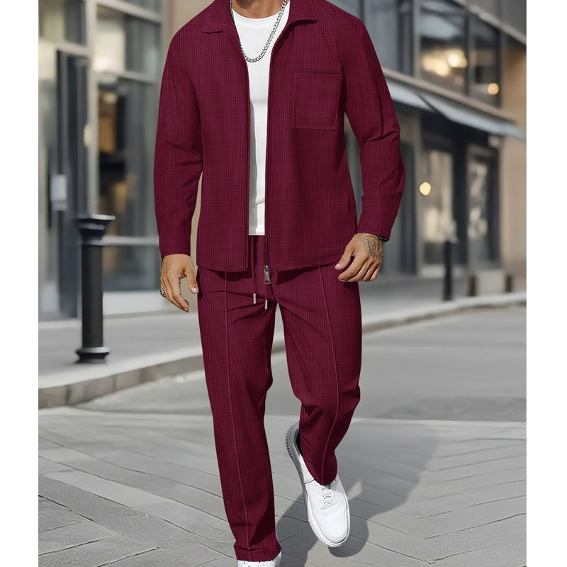 Casual Long Sleeve Jacket & Pants Set
