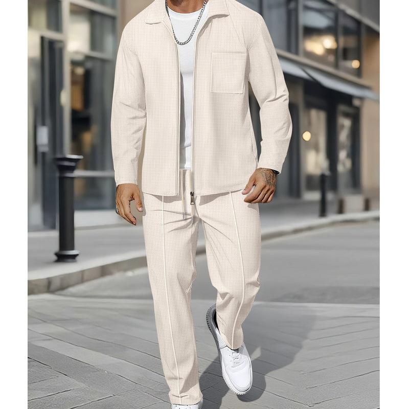 Casual Long Sleeve Jacket & Pants Set