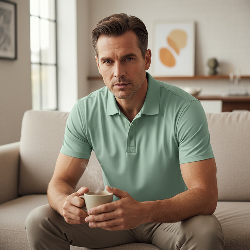 💎 52% OFF! 💎 Men's Quick-Dry Short-Sleeve Lapel T-Shirt – Athletic Fit, Wrinkle-Resistant & Perfect for Work or Weekend 👕✨