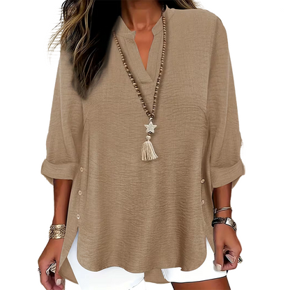🔥 Hot Sale  🔥Casual Solid Color Button Side Slit Top