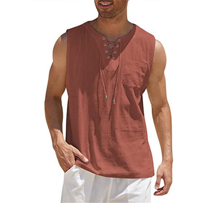 ⌛Limited-Time Offer-Men's Casual Sleeveless Lace-Up Tank Top