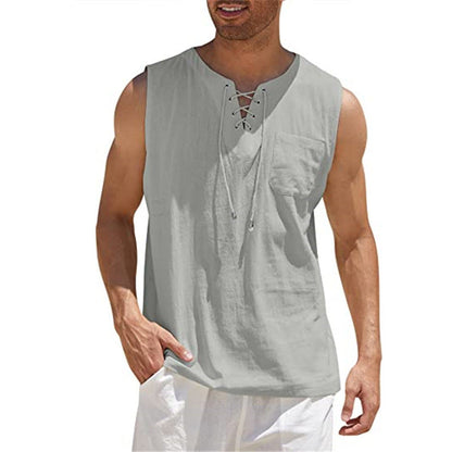 ⌛Limited-Time Offer-Men's Casual Sleeveless Lace-Up Tank Top