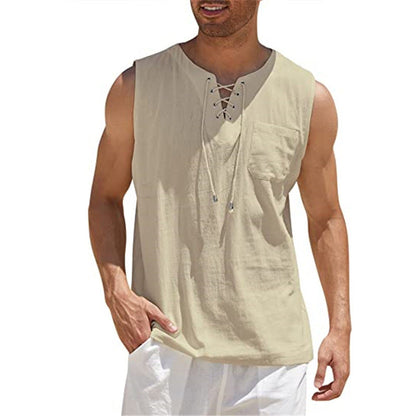 ⌛Limited-Time Offer-Men's Casual Sleeveless Lace-Up Tank Top
