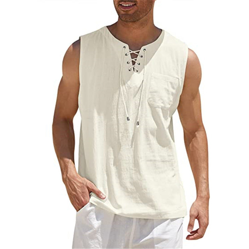 ⌛Limited-Time Offer-Men's Casual Sleeveless Lace-Up Tank Top