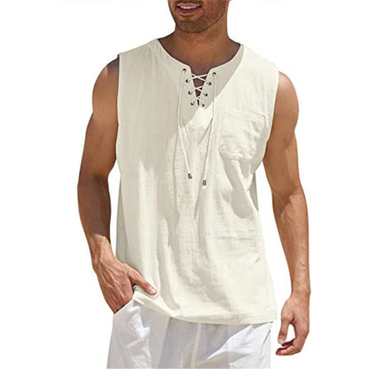 ⌛Limited-Time Offer-Men's Casual Sleeveless Lace-Up Tank Top