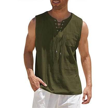 ⌛Limited-Time Offer-Men's Casual Sleeveless Lace-Up Tank Top