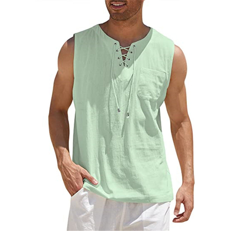 ⌛Limited-Time Offer-Men's Casual Sleeveless Lace-Up Tank Top