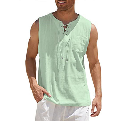 ⌛Limited-Time Offer-Men's Casual Sleeveless Lace-Up Tank Top