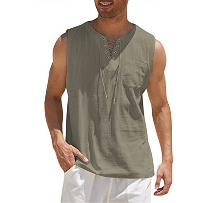 ⌛Limited-Time Offer-Men's Casual Sleeveless Lace-Up Tank Top