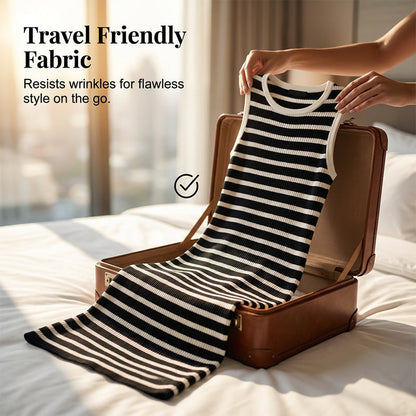 🔥Hot Sale Deals-Sleeveless Striped Ribbed Knit Dress