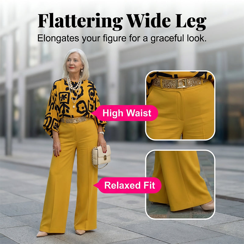 🔥Hot Sale Deals-Women's Retro Graphic Print Top & Wide-Leg Pants Set