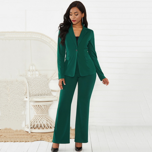 🔥Hot Sale Deals-Women's Business Solid Blazer ＆ Pants 2-Piece Set
