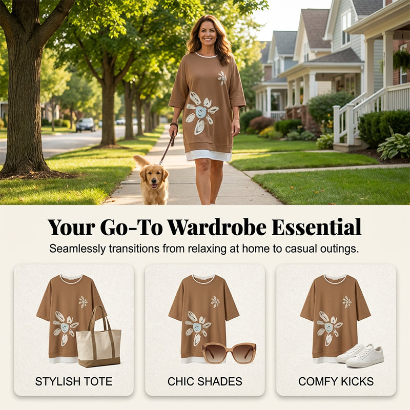 🔥Limited-time offer-Women's Crew Neck Oversized T-Shirt Dress