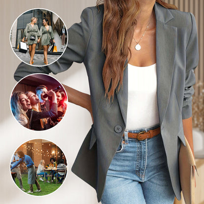 🎁New arrival 50% OFF💥Elegant Soft Solid Color Lapel Buttons Jacket