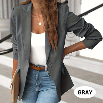 🎁New arrival 50% OFF💥Elegant Soft Solid Color Lapel Buttons Jacket