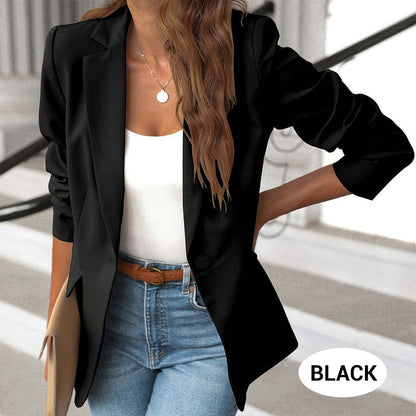 🎁New arrival 50% OFF💥Elegant Soft Solid Color Lapel Buttons Jacket