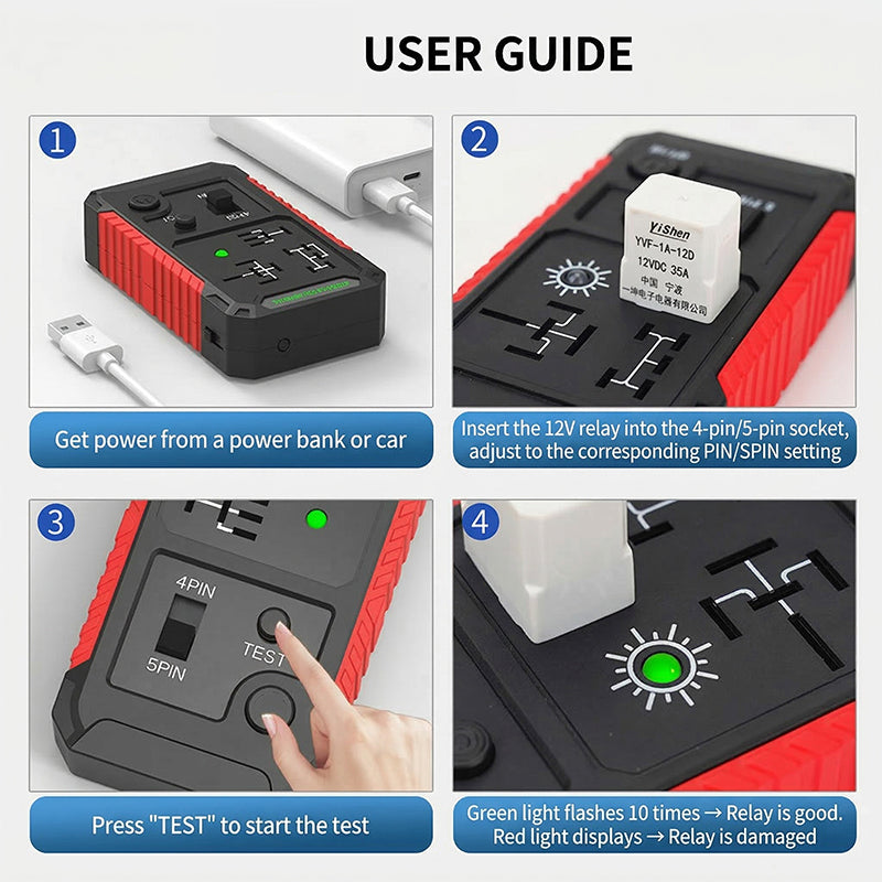 🔥2026 New Upgrade ＆ Hot Sale🔥USB-C Car Relay Tester for 4/5 Pin Relays