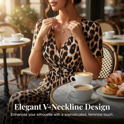 🔥Limited-time offer-Leopard Print V-Neck Wide-Leg Jumpsuit