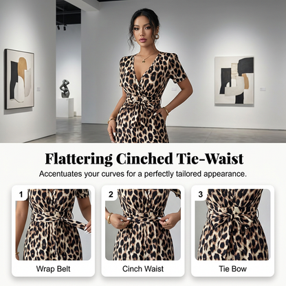 🔥Limited-time offer-Leopard Print V-Neck Wide-Leg Jumpsuit