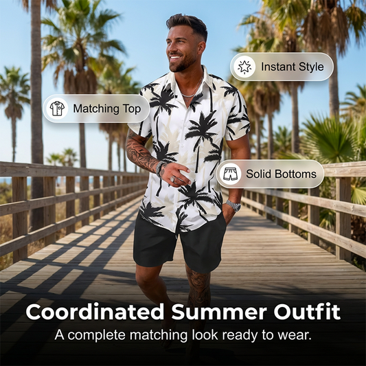 🔥Limited-time offer-Men's Tropical Print Shirt and Matching Shorts