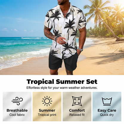 🔥Limited-time offer-Men's Tropical Print Shirt and Matching Shorts