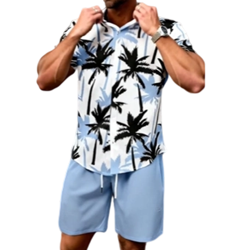 🔥Limited-time offer-Men's Tropical Print Shirt and Matching Shorts