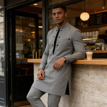🔥Limited-time offer-Men's Modern Mandarin Collar Tunic and Pants Set