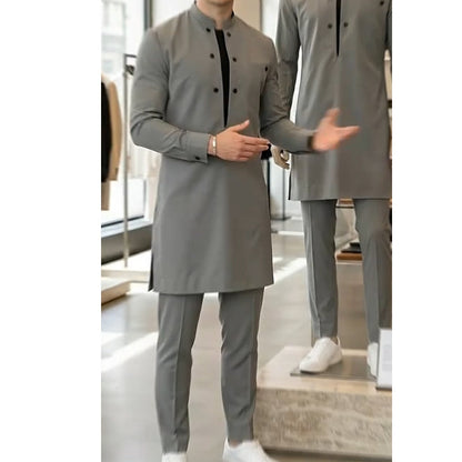 🔥Limited-time offer-Men's Modern Mandarin Collar Tunic and Pants Set
