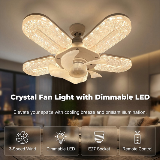 🔥Limited-time offer 💡 Crystal-Effect LED 5-Blade LED Fan Light