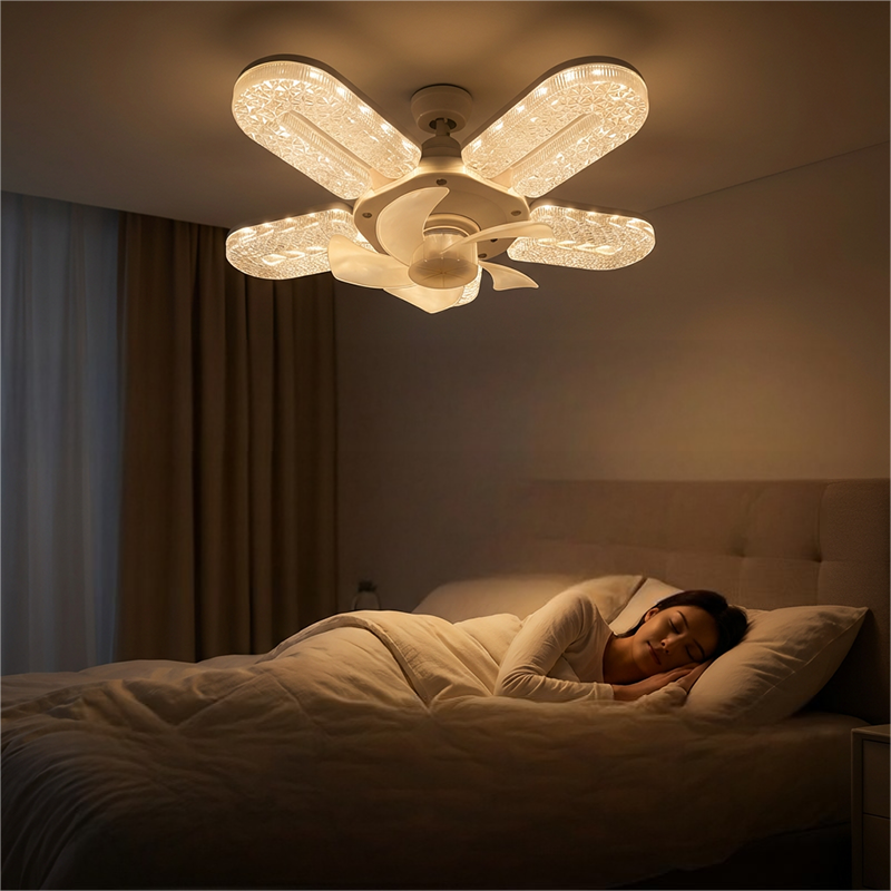 🔥Limited-time offer 💡 Crystal-Effect LED 5-Blade LED Fan Light