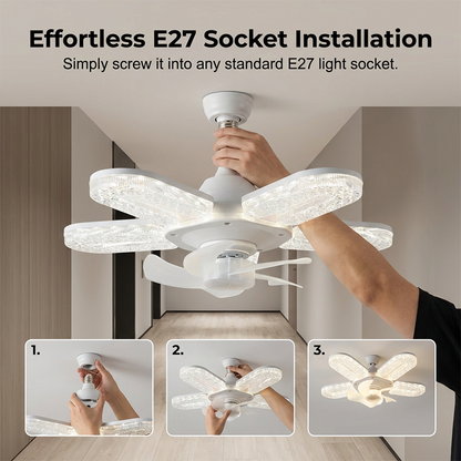 🔥Limited-time offer 💡 Crystal-Effect LED 5-Blade LED Fan Light