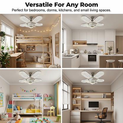 🔥Limited-time offer 💡 Crystal-Effect LED 5-Blade LED Fan Light