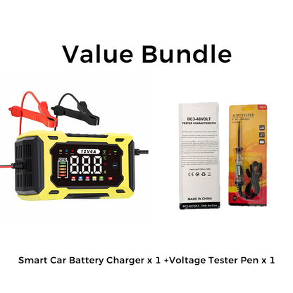 🔥Hot Sale Offers-12V 6A Smart Car Battery Charger with Pulse Repair