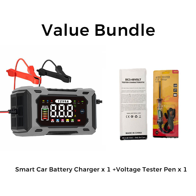 🔥Hot Sale Offers-12V 6A Smart Car Battery Charger with Pulse Repair