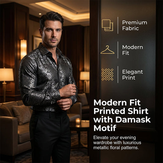🔥Hot Sale Deals-Modern Fit Printed Long Sleeve Shirt