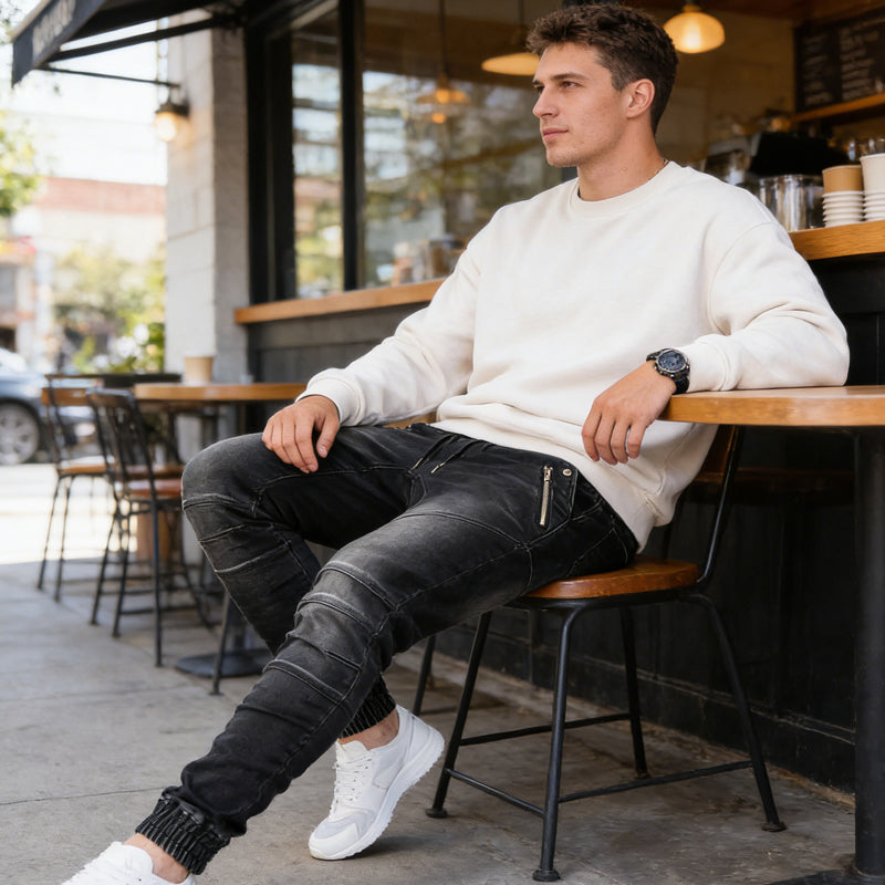 ⏰  💖50% off!💖Men's Slim-Fit Denim Joggers with Zipper Pockets