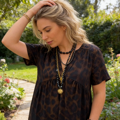 💎 -50% ON WOMEN'S V-NECK LEOPARD PRINT MAXI DRESS! 💎 Flowing Tiered Skirt, Flattering Waist & Short Sleeves ✨