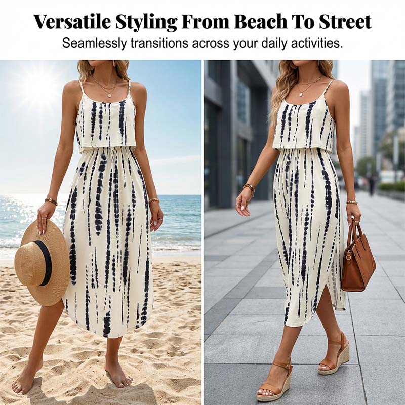 🔥Hot Offers-Women's Tie-Dye Cami Midi Dress