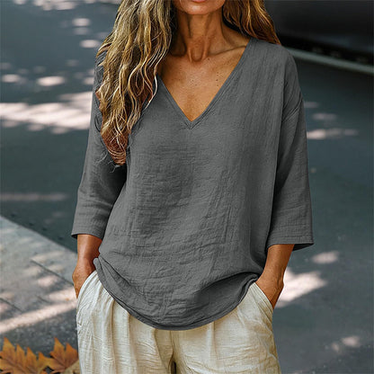 ⌛Limited-Time Offer-Women's Casual V-Neck Three Quarter Sleeve Blouse