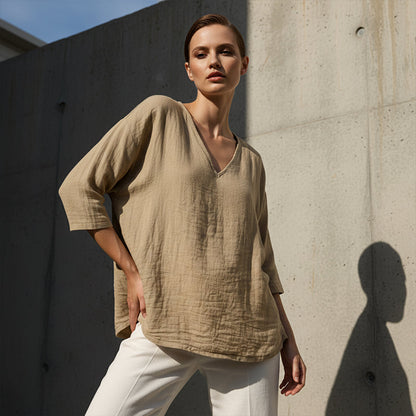 ⌛Limited-Time Offer-Women's Casual V-Neck Three Quarter Sleeve Blouse