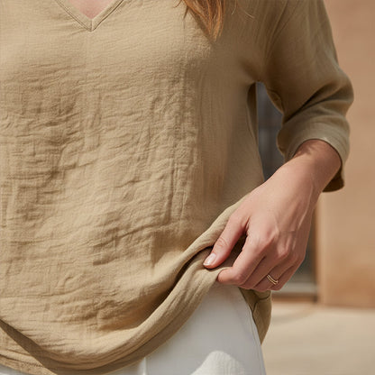 ⌛Limited-Time Offer-Women's Casual V-Neck Three Quarter Sleeve Blouse